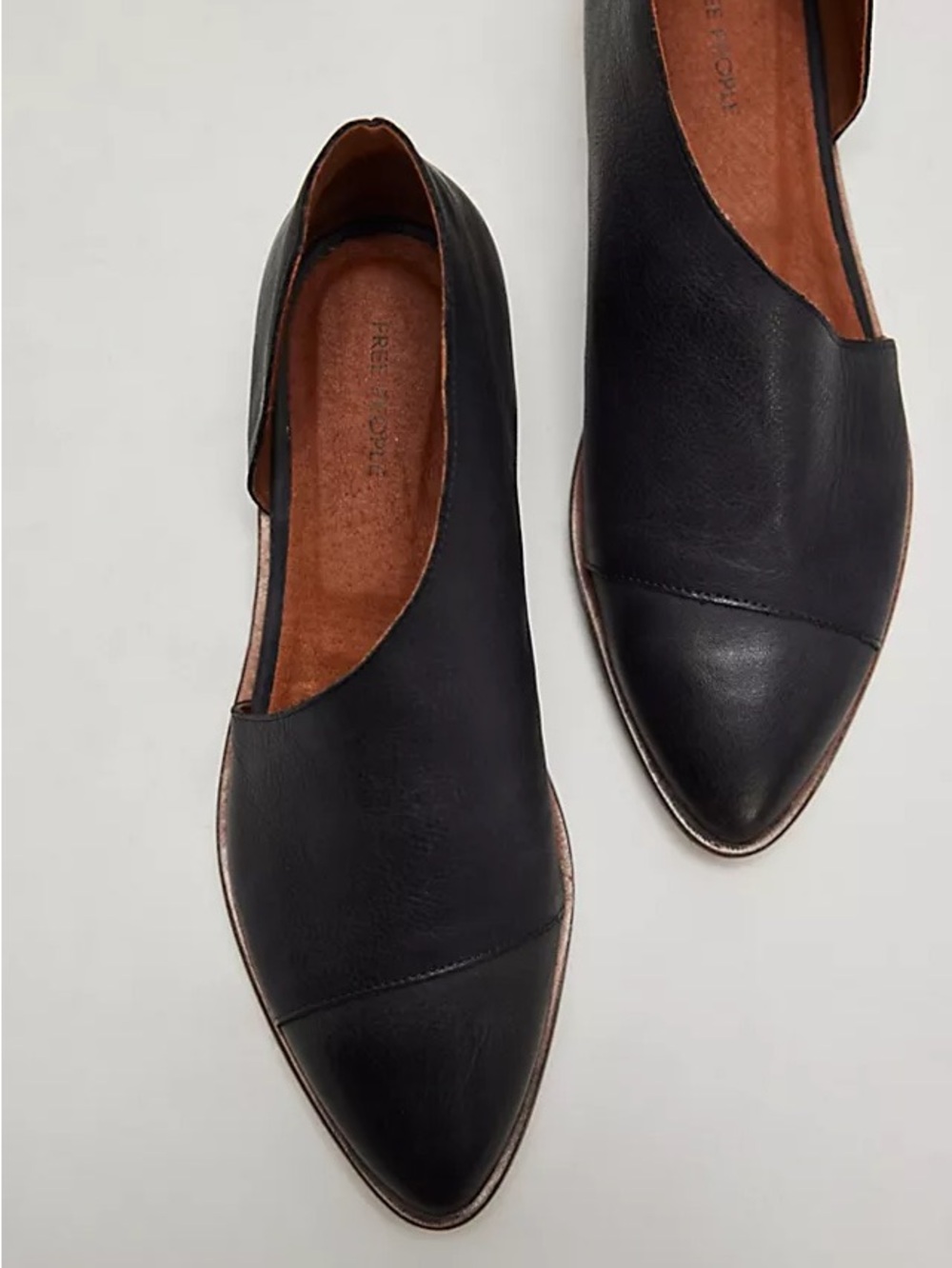 Free People Royale Flats Black Pointed Toe Leather Flats